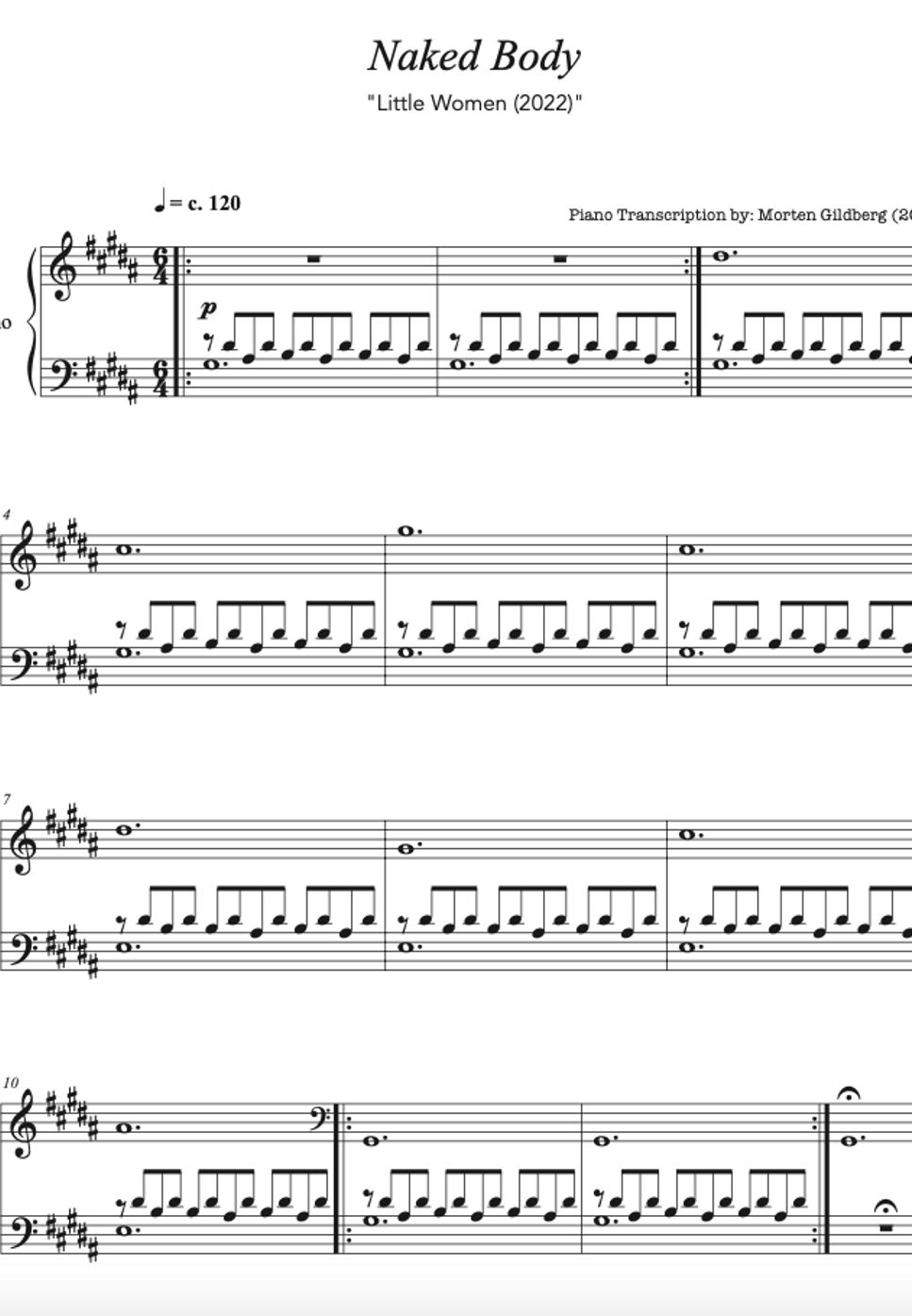 Little Women - Naked Body 楽譜 by Morten Gildberg-Hansen