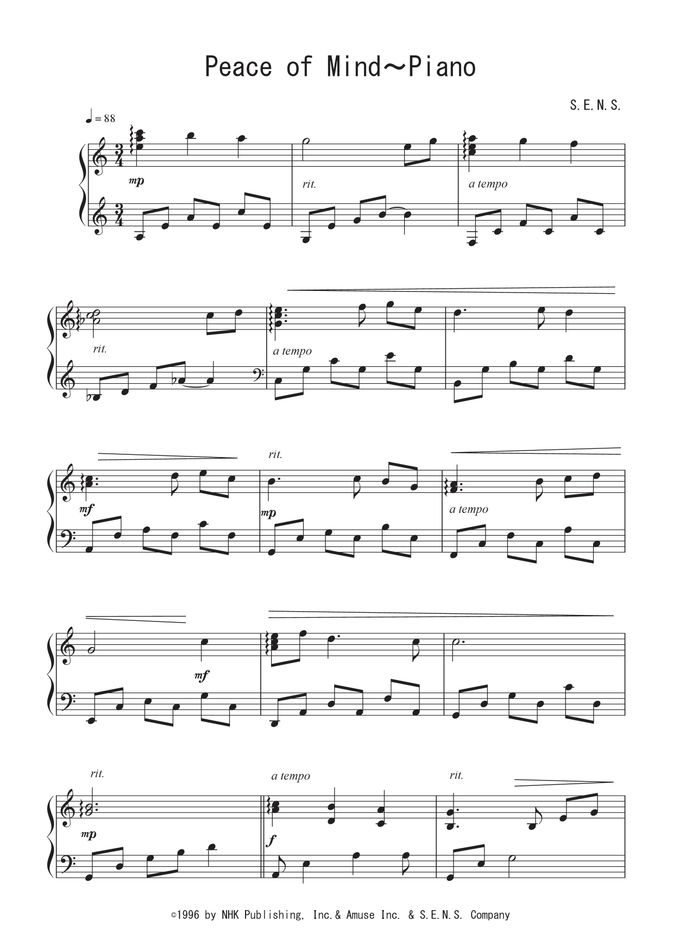 Peace of Mind~Piano