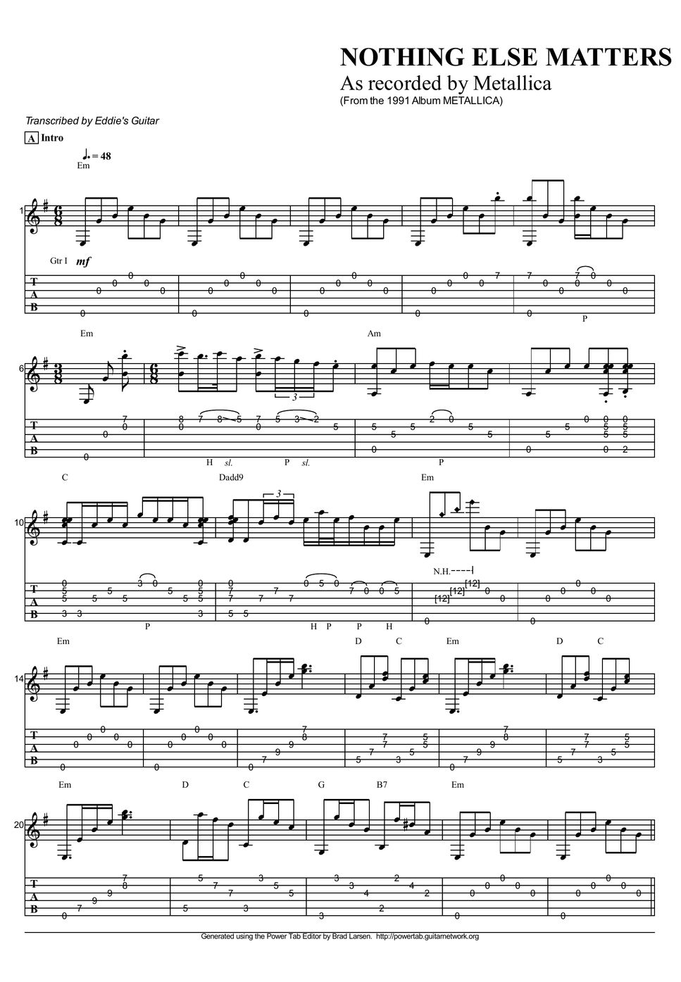 Metallica - Nothing Else Matters TAB