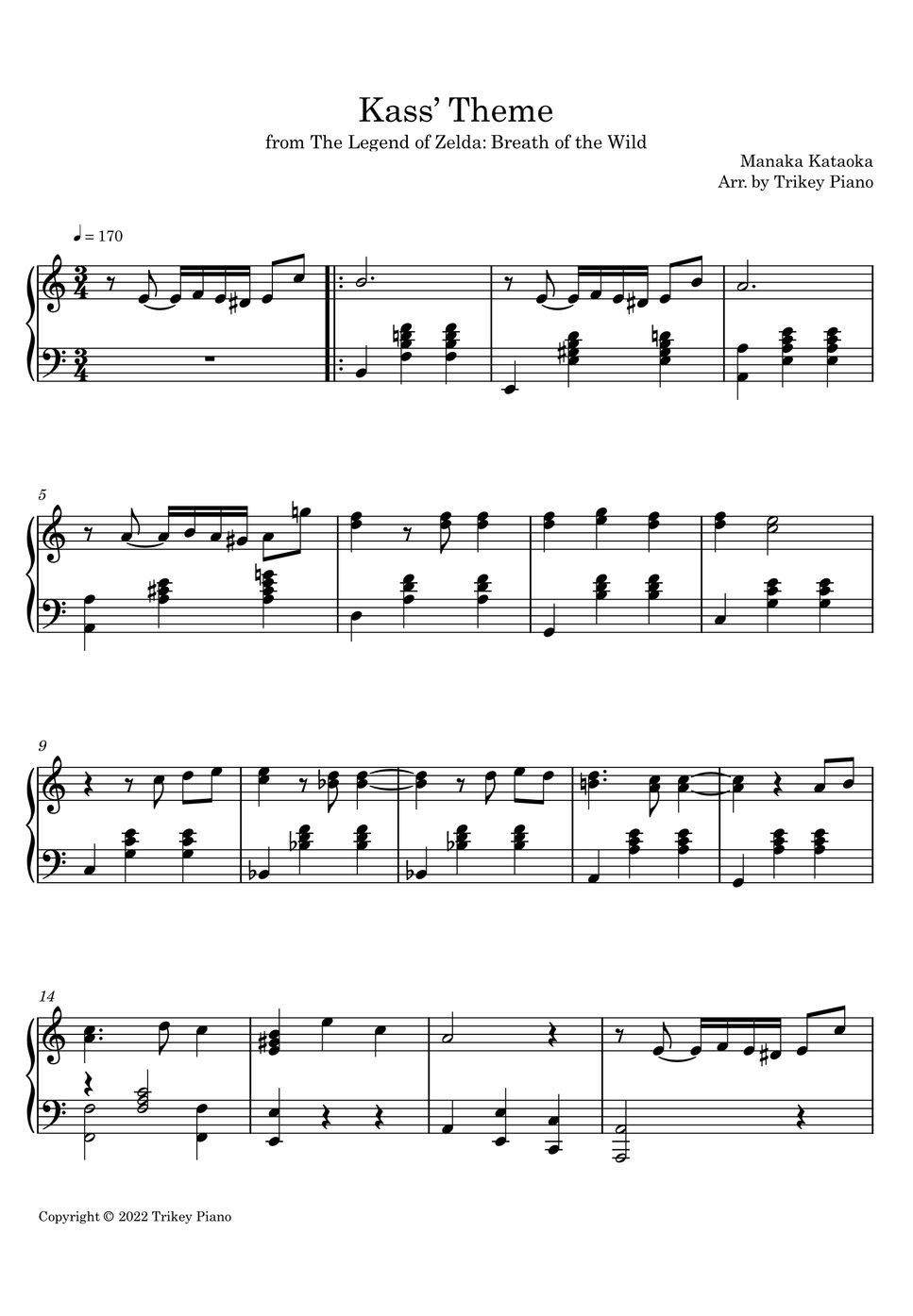 The Legend of Zelda Breath of the Wild Kass' Theme Sheet by Trikey Piano