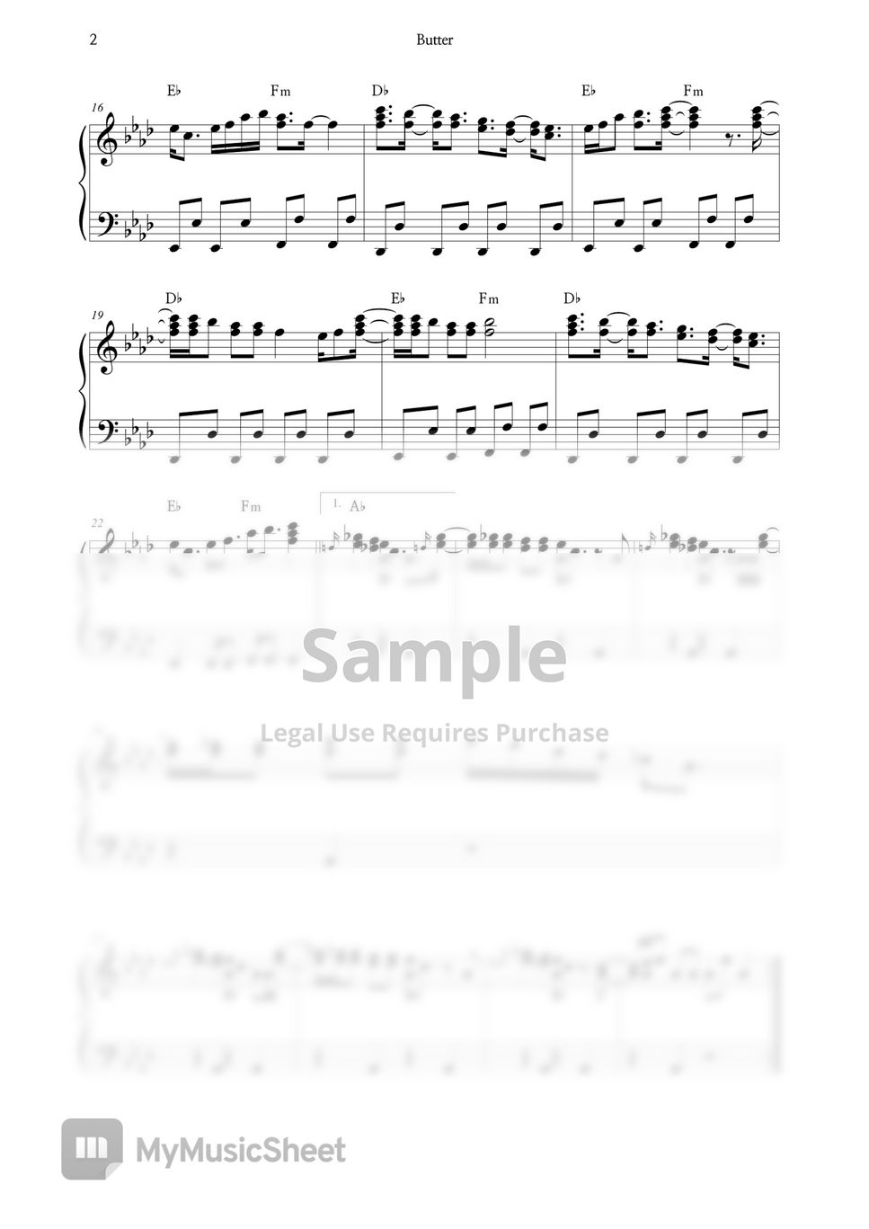 BTS Butter Lembar Musik by HISHINE