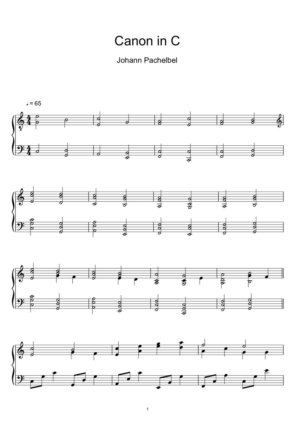 Johann Pachelbel - Canon in C (Sheet Music, MIDI,) by sayu