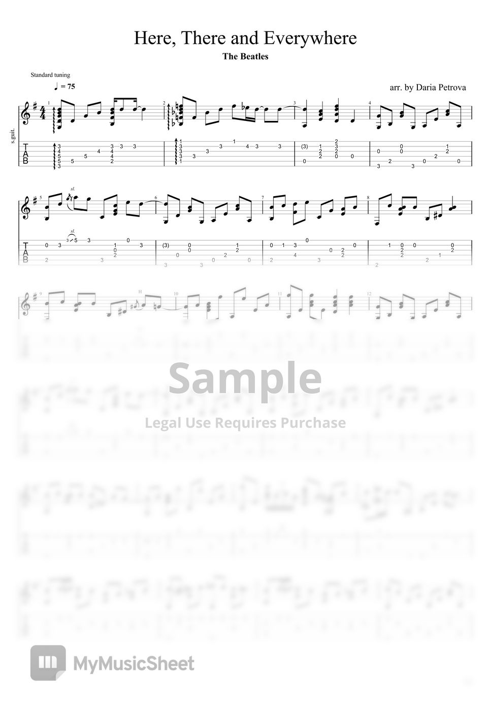 The Beatles Here, There and Everywhere (Fingerstyle Guitar