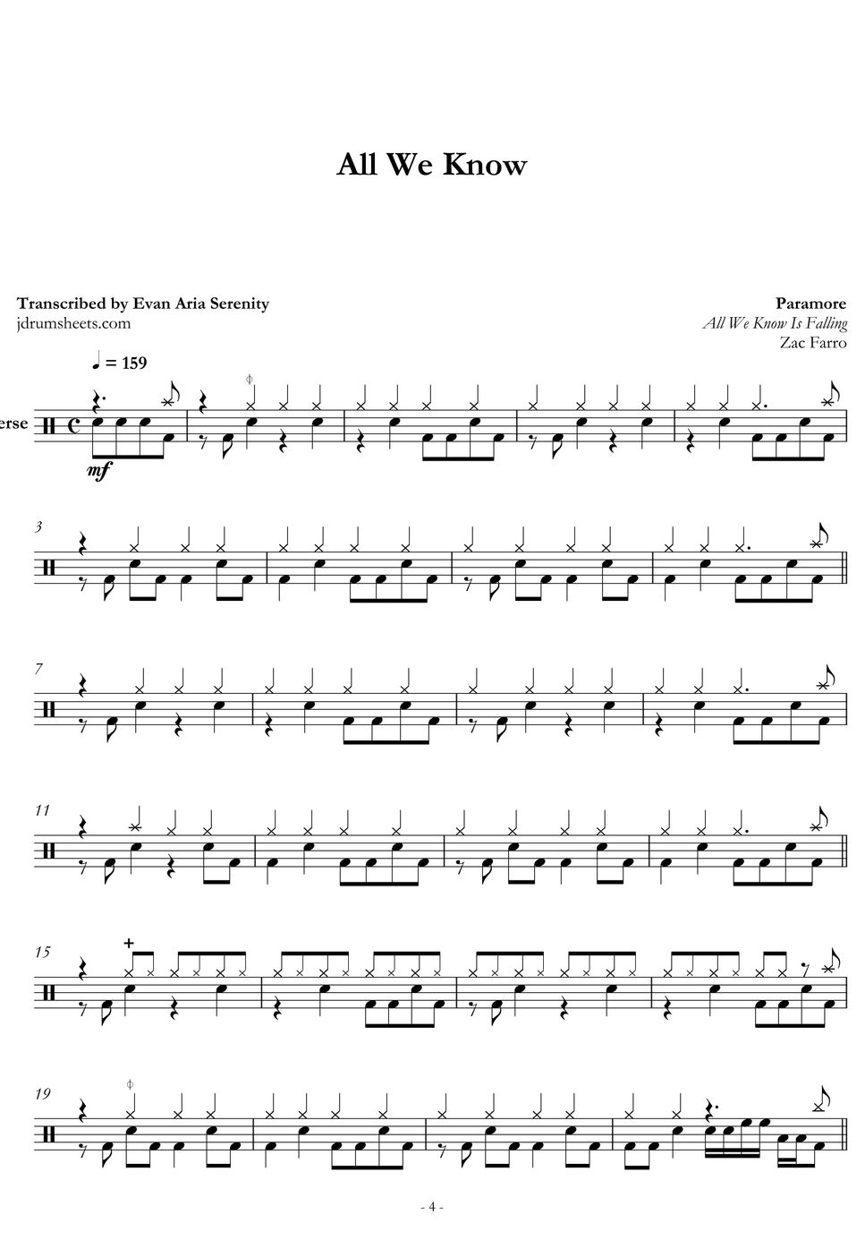 Paramore All We Know Sheets By Evan Jaslow Paramore all we know sheets by evan jaslow