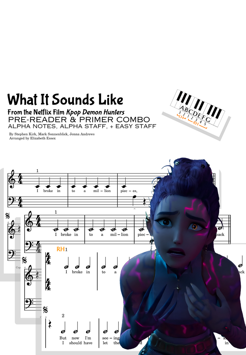 Stephen Kirk, Mark Sonnenblick, Jenna Andrews Arranged by Elizabeth Essex - What It Sounds Like (Chorus only: Alpha note and Primer Staff at Middle C) by Elizabeth Essex