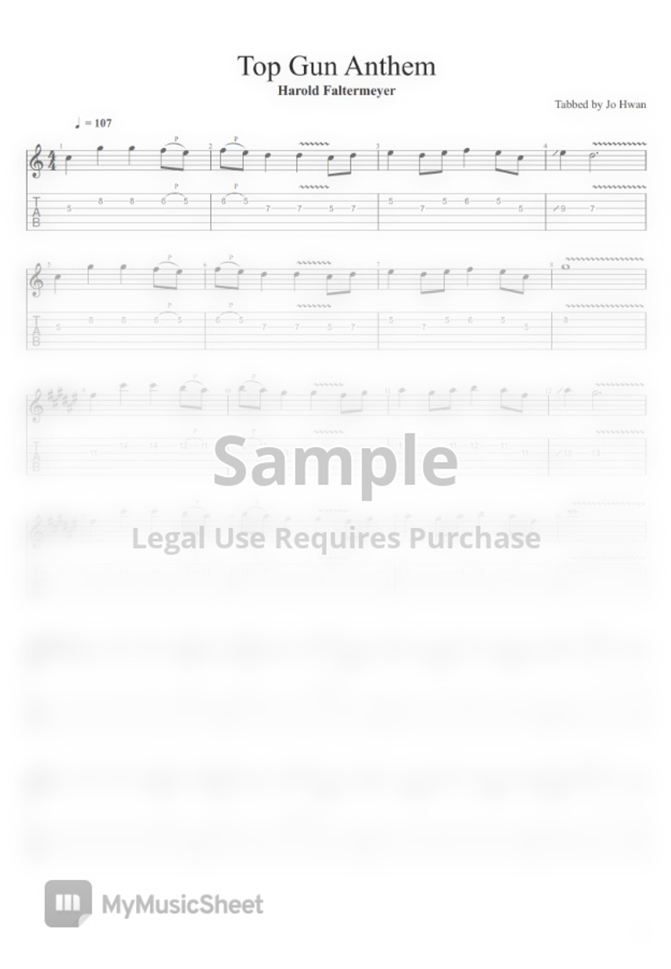 Harold Faltermeyer Top Gun Anthem by Jo Hwan Tab + Partition à une
