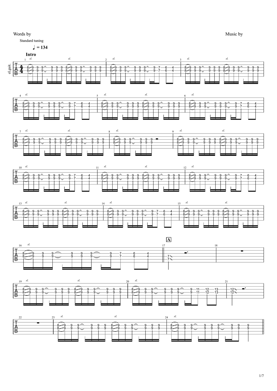 布袋 寅泰 - バンビーナ【エレキギターTAB譜】※演奏動画あり