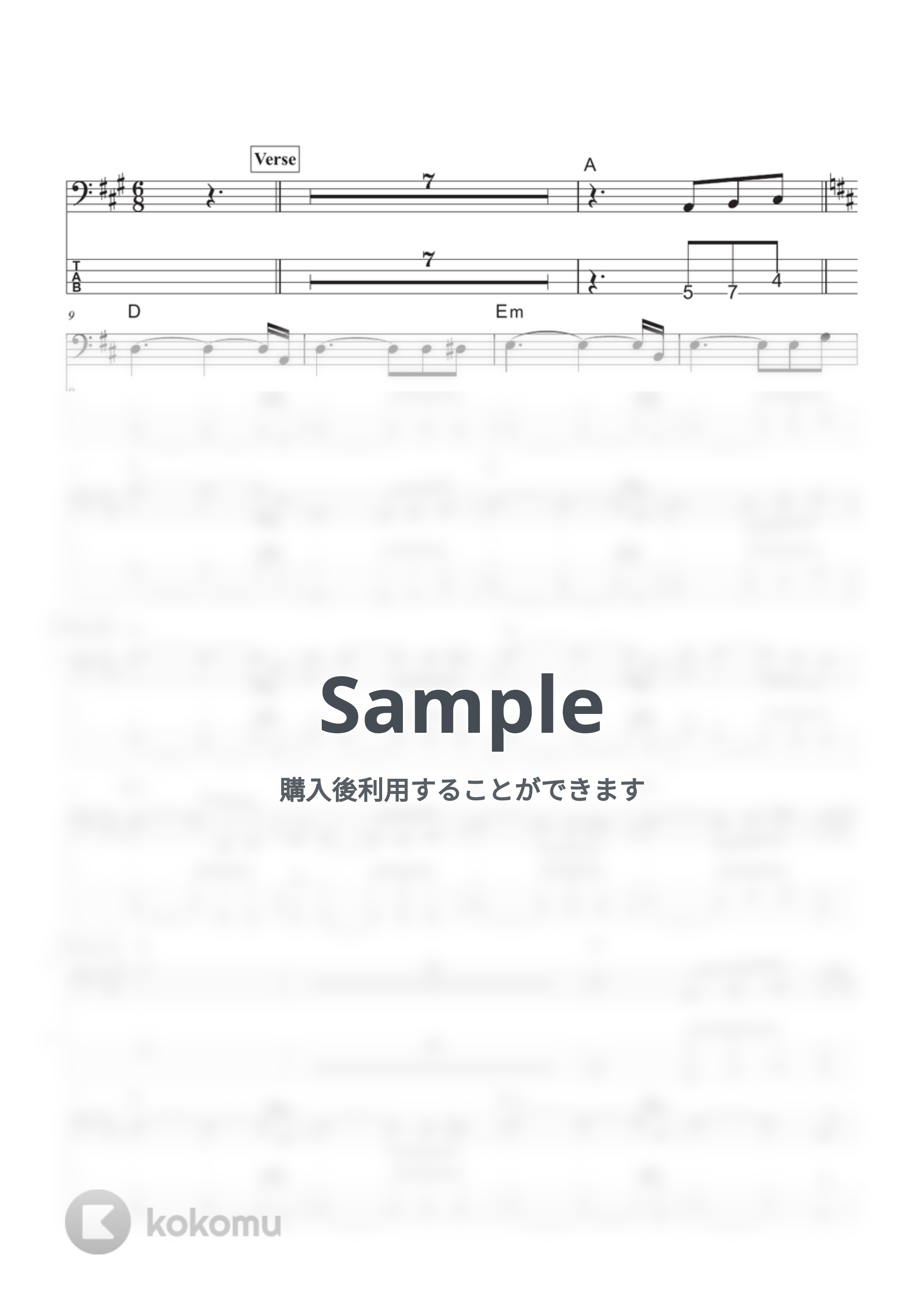 ジョン・レノン, 小野洋子 - Happy Xmas (War Is Over) (ベース譜/五線譜＆TAB譜の2段譜・コード付き) by きどりん