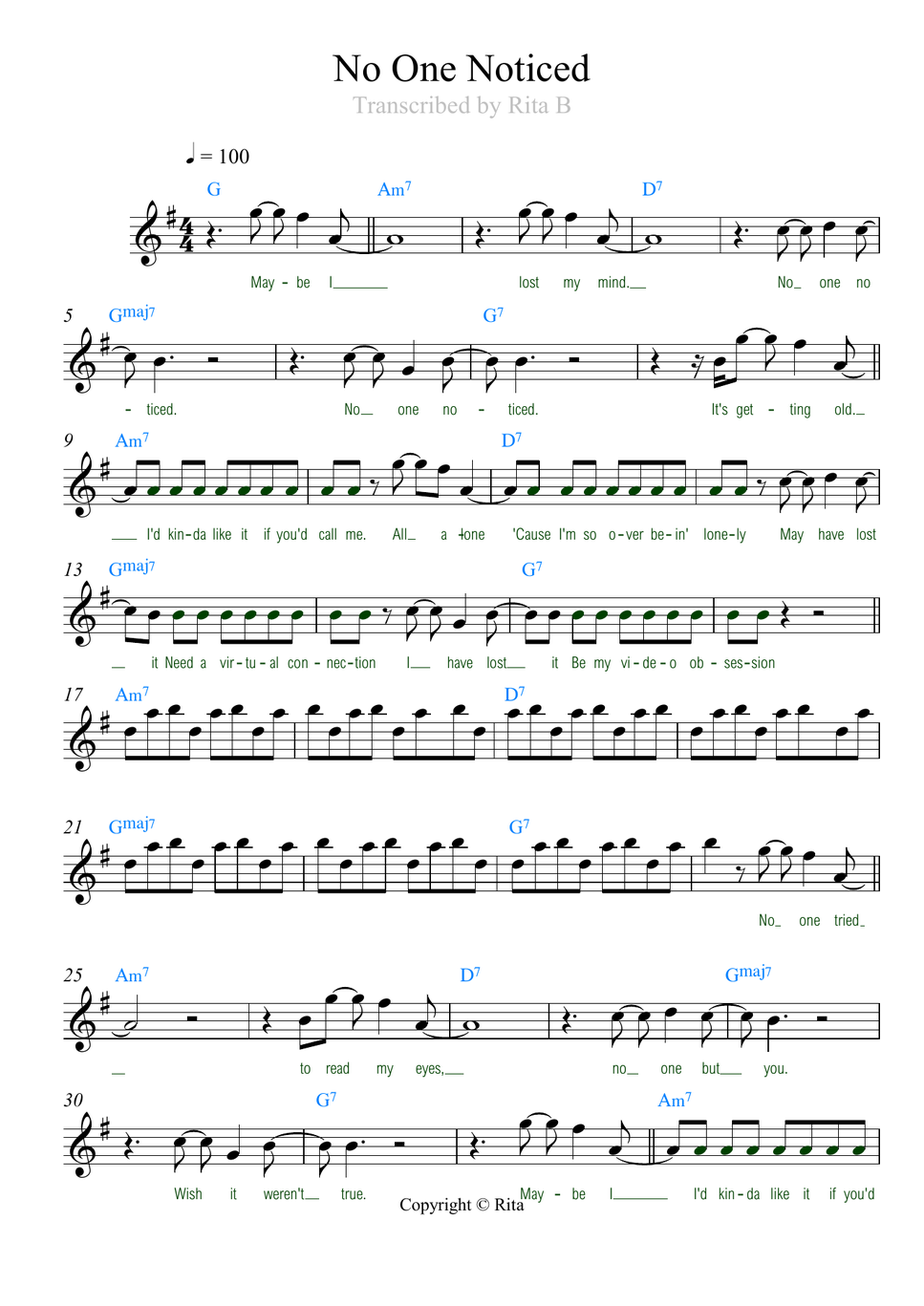 The Marías - No One Noticed (Easy accurate violin solo with lyrics and chords) by Rita B