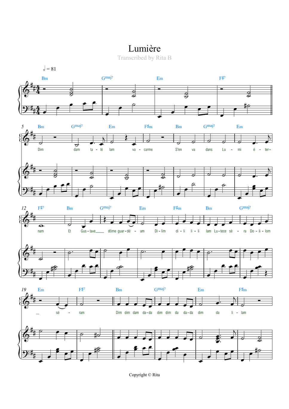 Clair Obscur: Expedition 33 - Lumière (duo piano+vocal) by Rita B