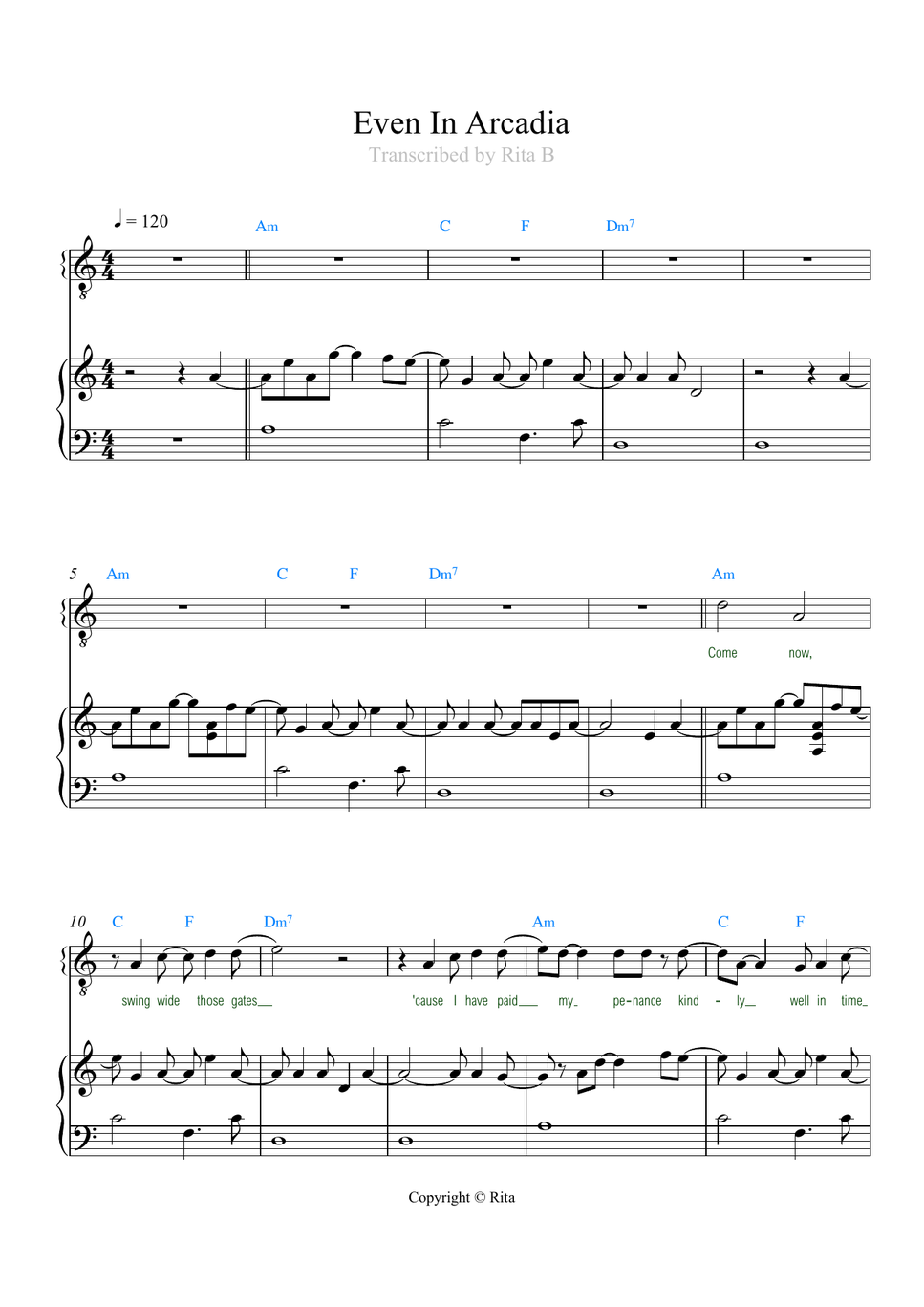 Sleep Token - Even In Arcadia (2 files: duet+solo) by Rita B