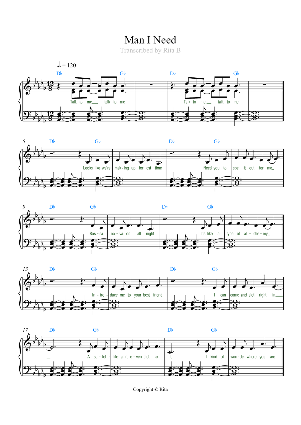 Olivia Dean - Man I Need (lyrics chords) by Rita B