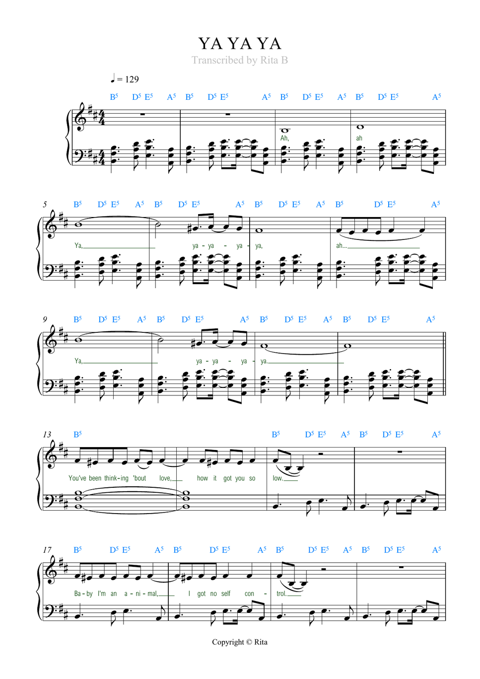 Jonas Lovv - Ya Ya Ya (lyrics) by Rita B