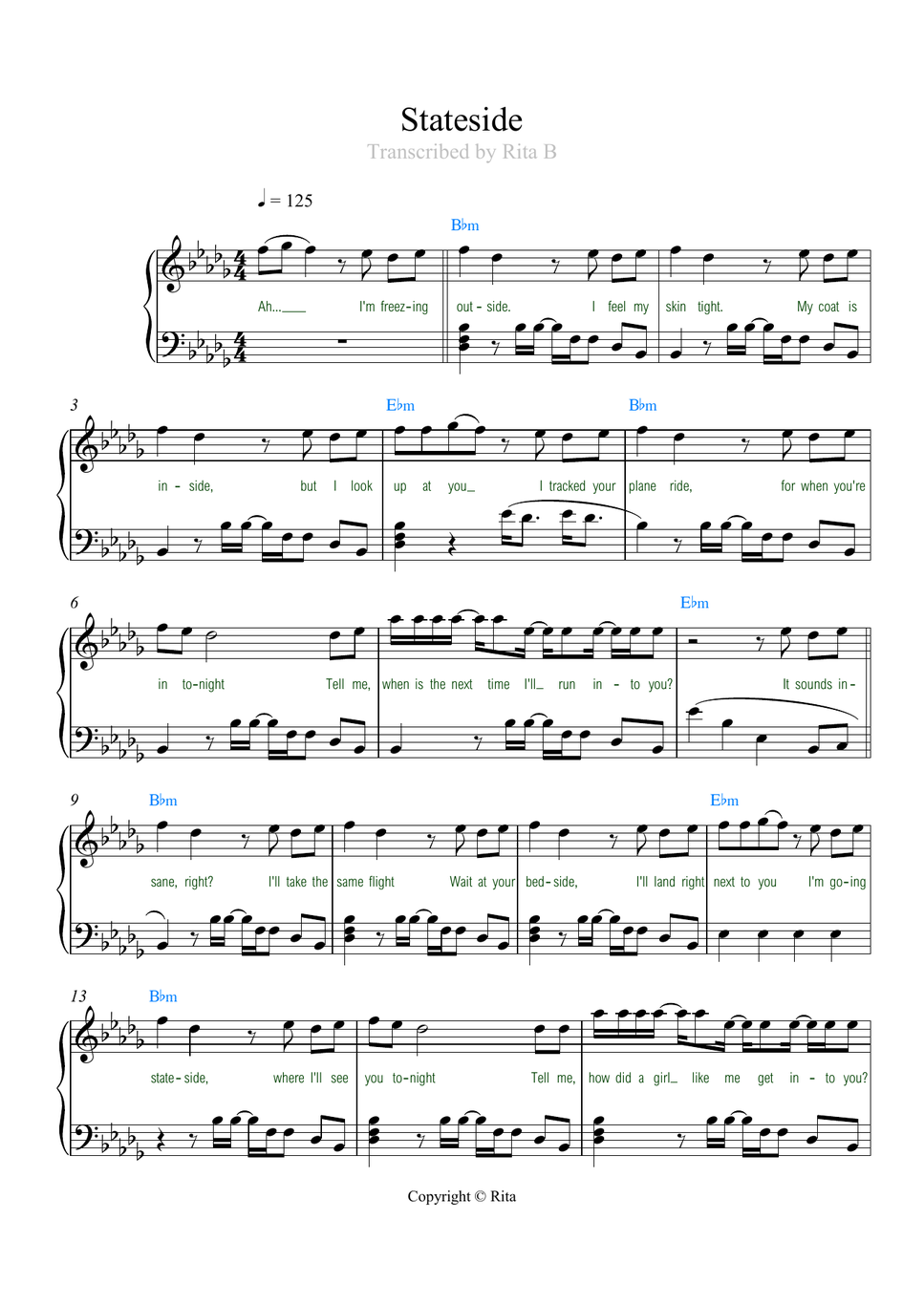 PinkPantheress, Zara Larsson - Stateside (2 pdfs) by Rita B