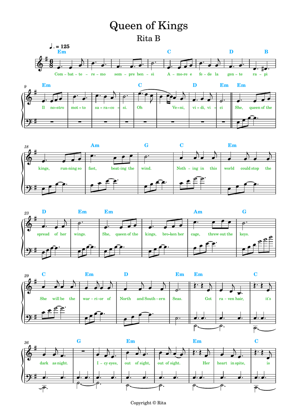 Alessandra - Queen of Kings (Lyrics, chords) by Rita B