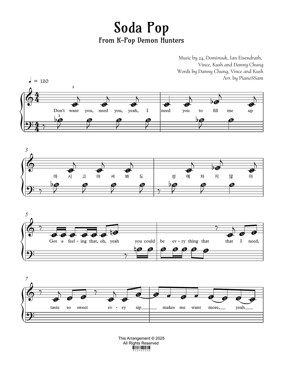 Saja Boys - Soda Pop [beginner] (K-POP Demon Hunters) by PianoSSam