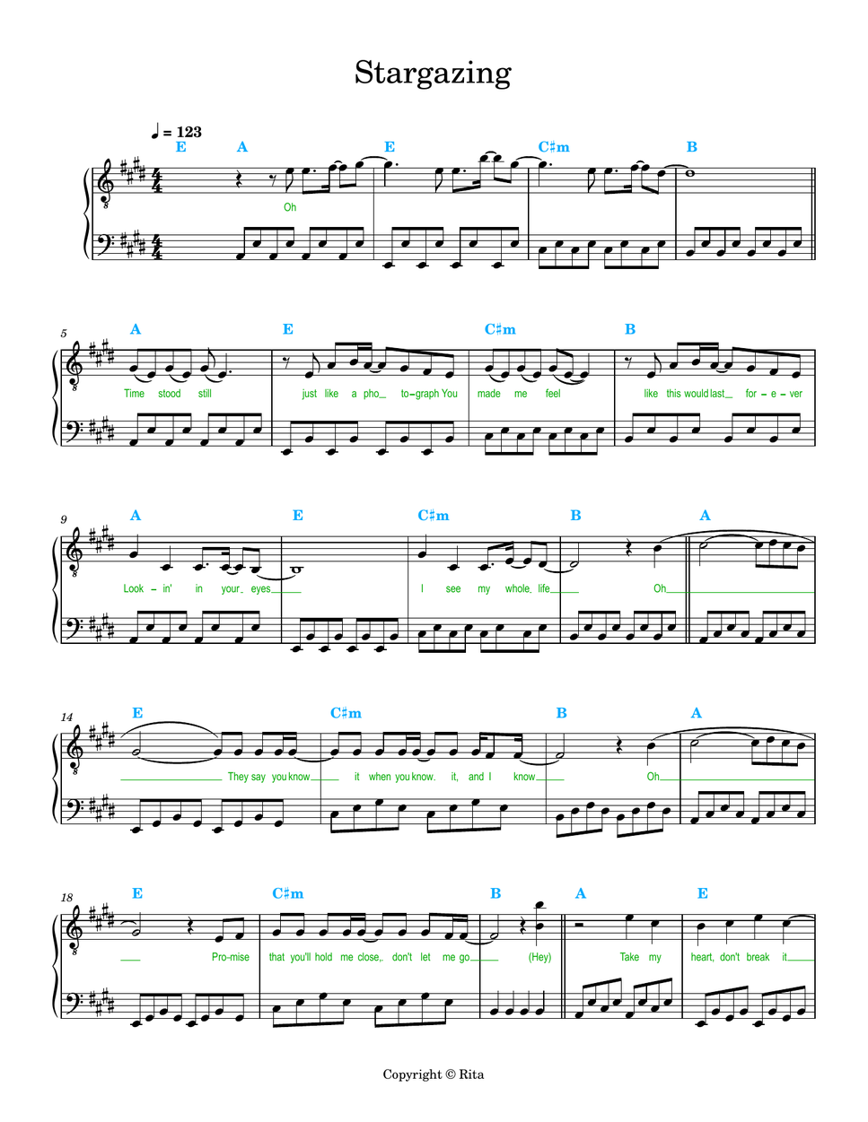 Myles Smith - Stargazing (Lyrics, chords) by Rita B