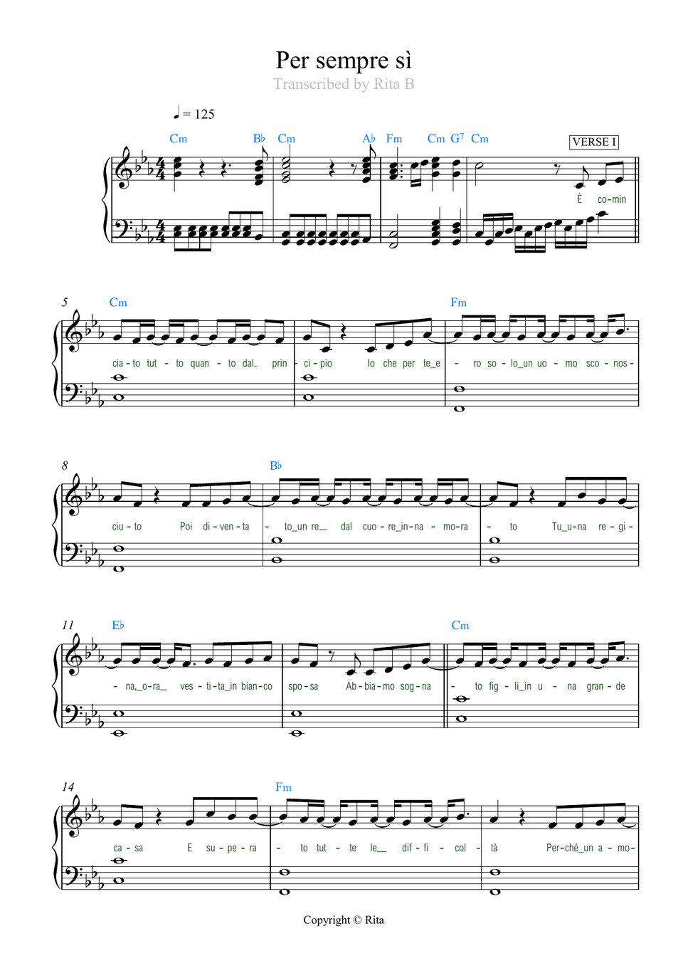 Sal Da Vinci - Per sempre sì (2 spartito: solo+duo) by Rita B