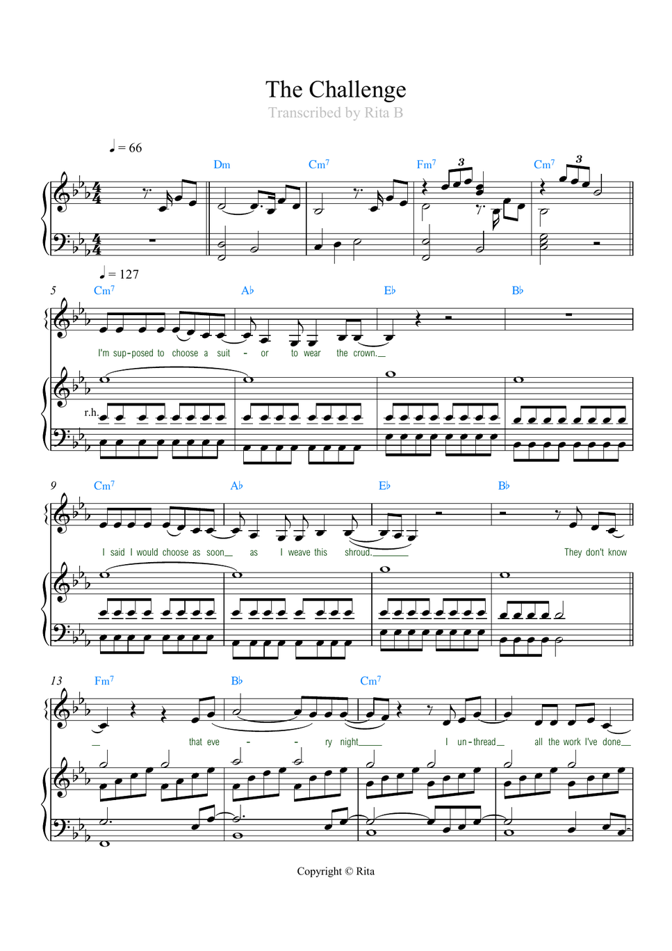 Jorge Rivera-Herrans - The Challenge from Epic: The Musical (2 files: easy and duo sheet music) by Rita B