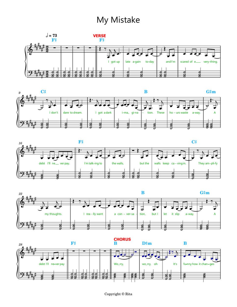 Gabrielle Aplin - My Mistake (lyrics) by Rita B