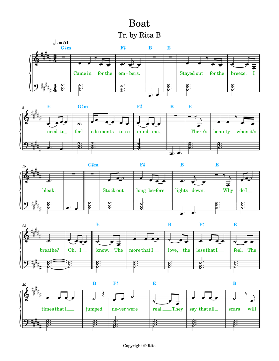 Ed Sheeran - Boat (lyrics, chords) by Rita B