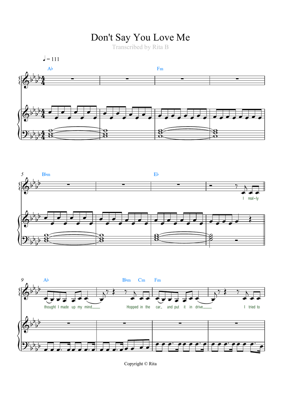 Jin (BTS) - Don't Say You Love Me (2 files: duet+solo) by Rita B