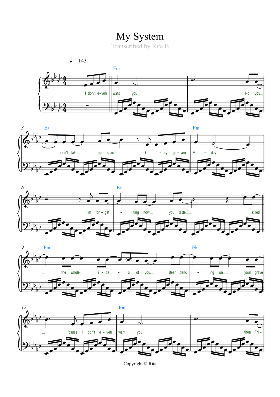 Felicia - My System (lyrics) by Rita B