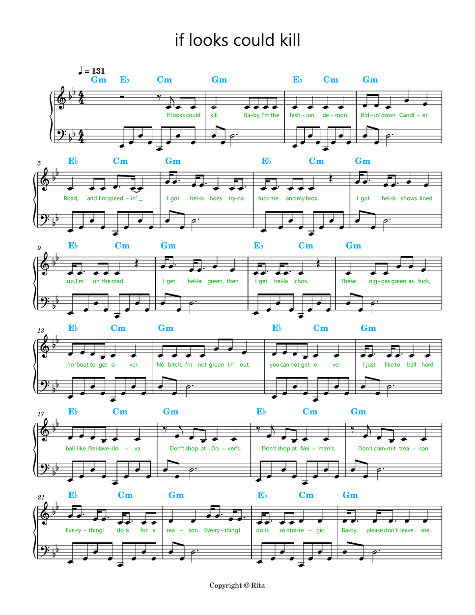 Destroy Lonely - if looks could kill (lyrics) by Rita B