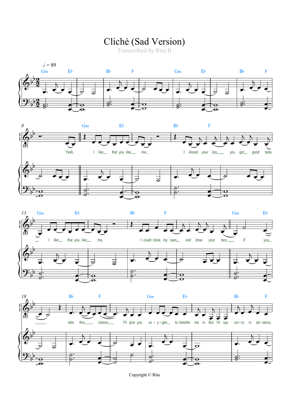 mgk - cliché (lyrics/chords) by Rita B