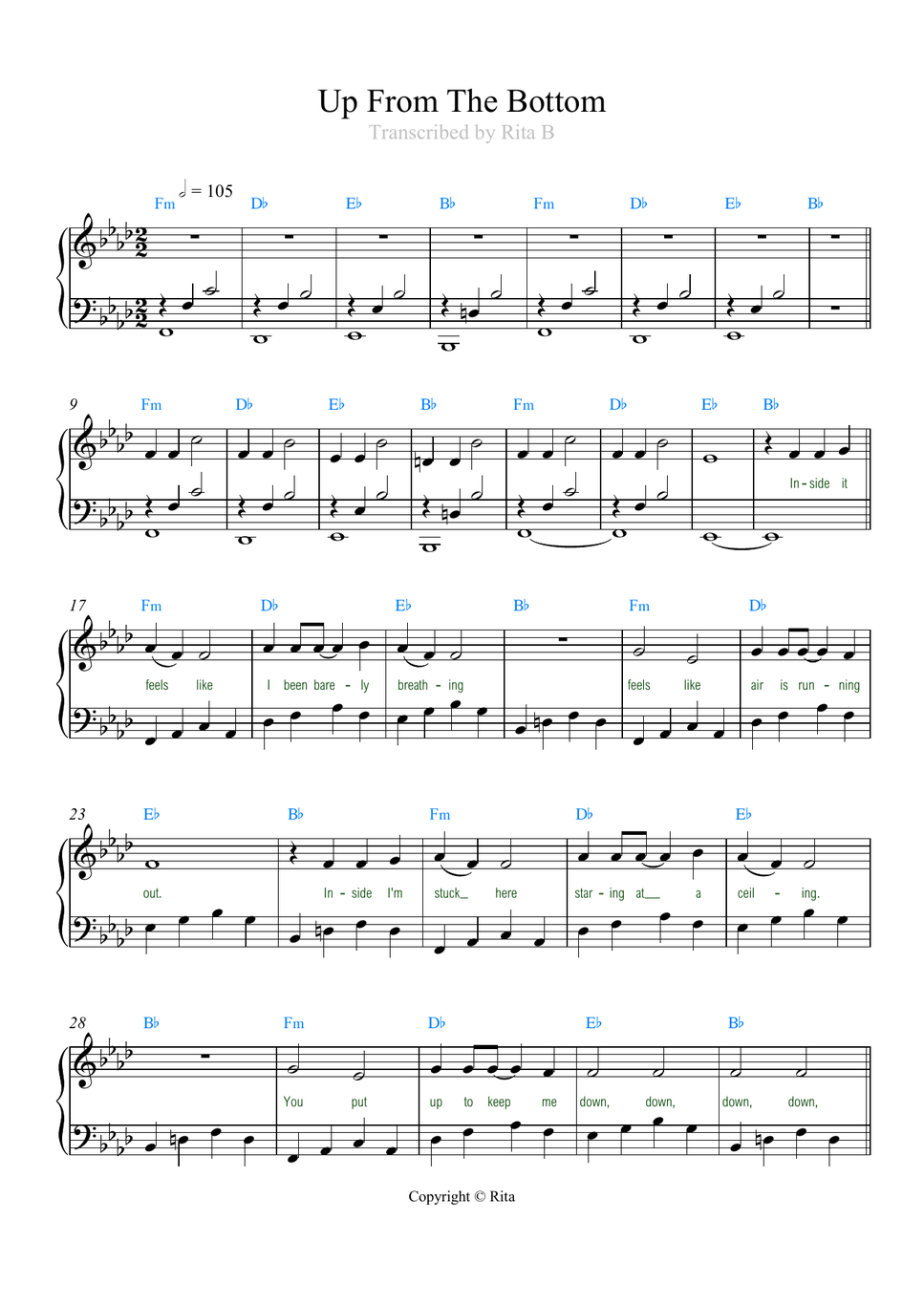 Linkin Park - Up From The Bottom (Lyrics/chords) by Rita B