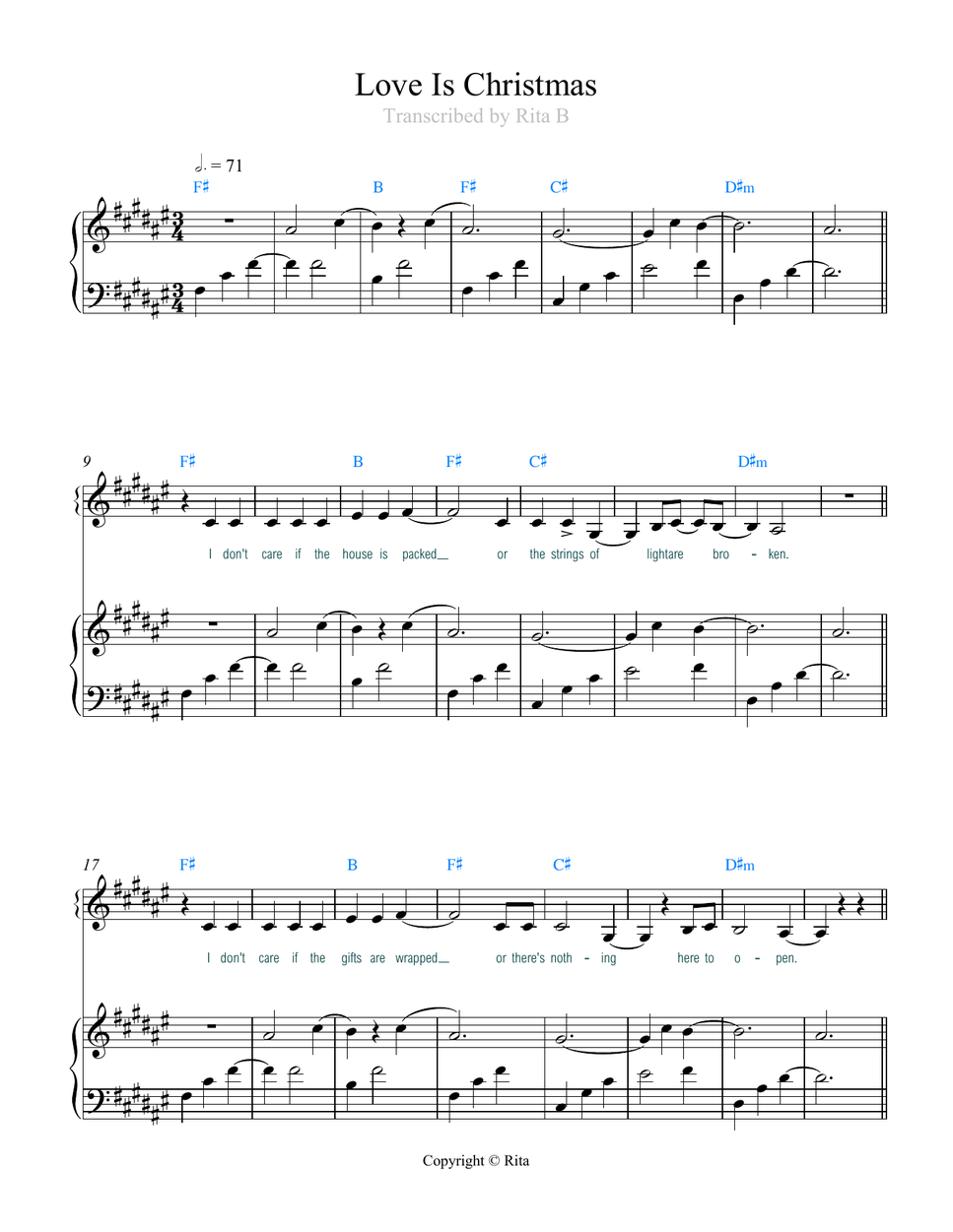 Kazuha of Le Sserafim - Love Is Christmas (Duo for piano and voice with lyrics and chords) by Rita B