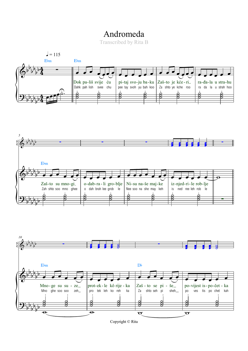 LELEK - Andromeda (notni zapis) by Rita B