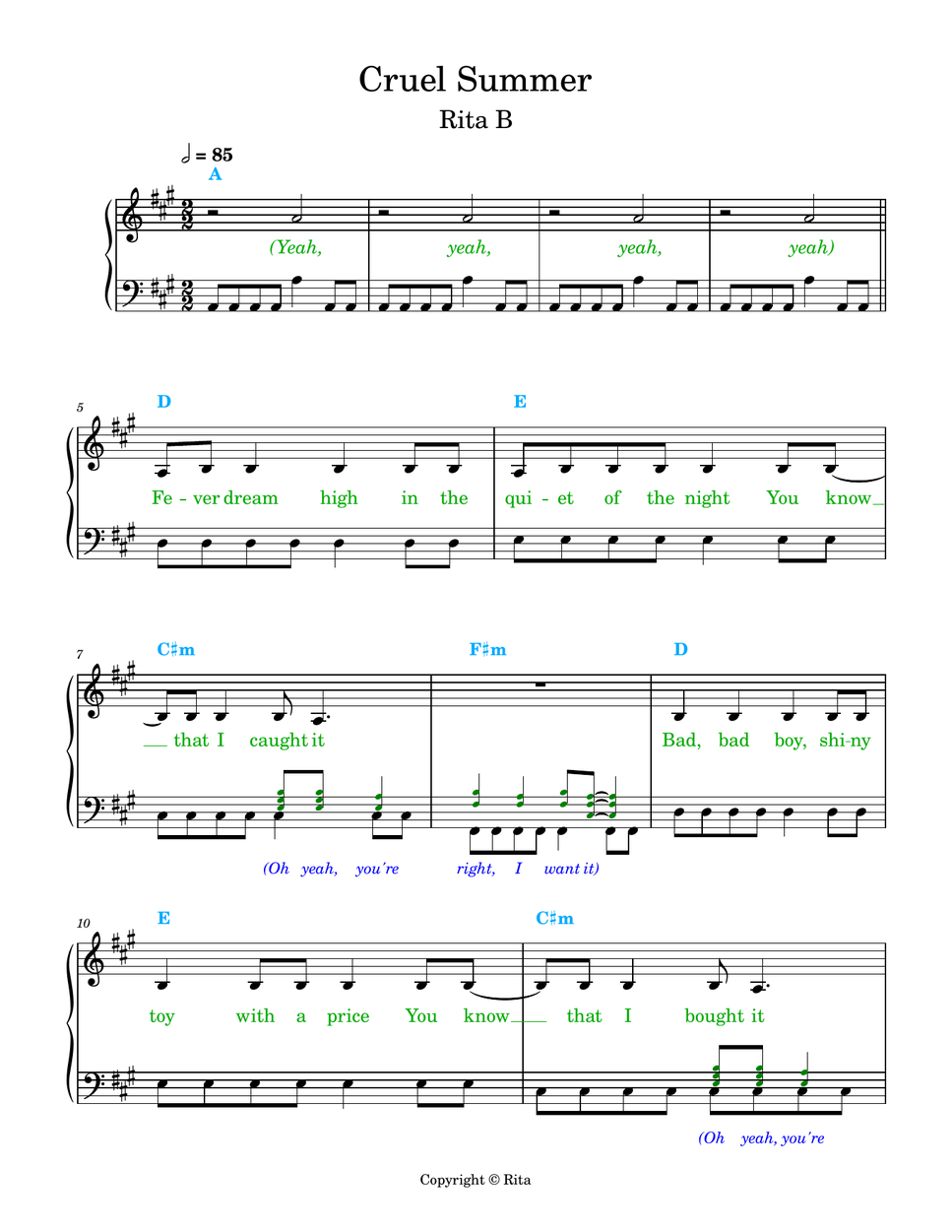 Taylor Swift - Cruel Summer (Lyrics, chords) by Rita B