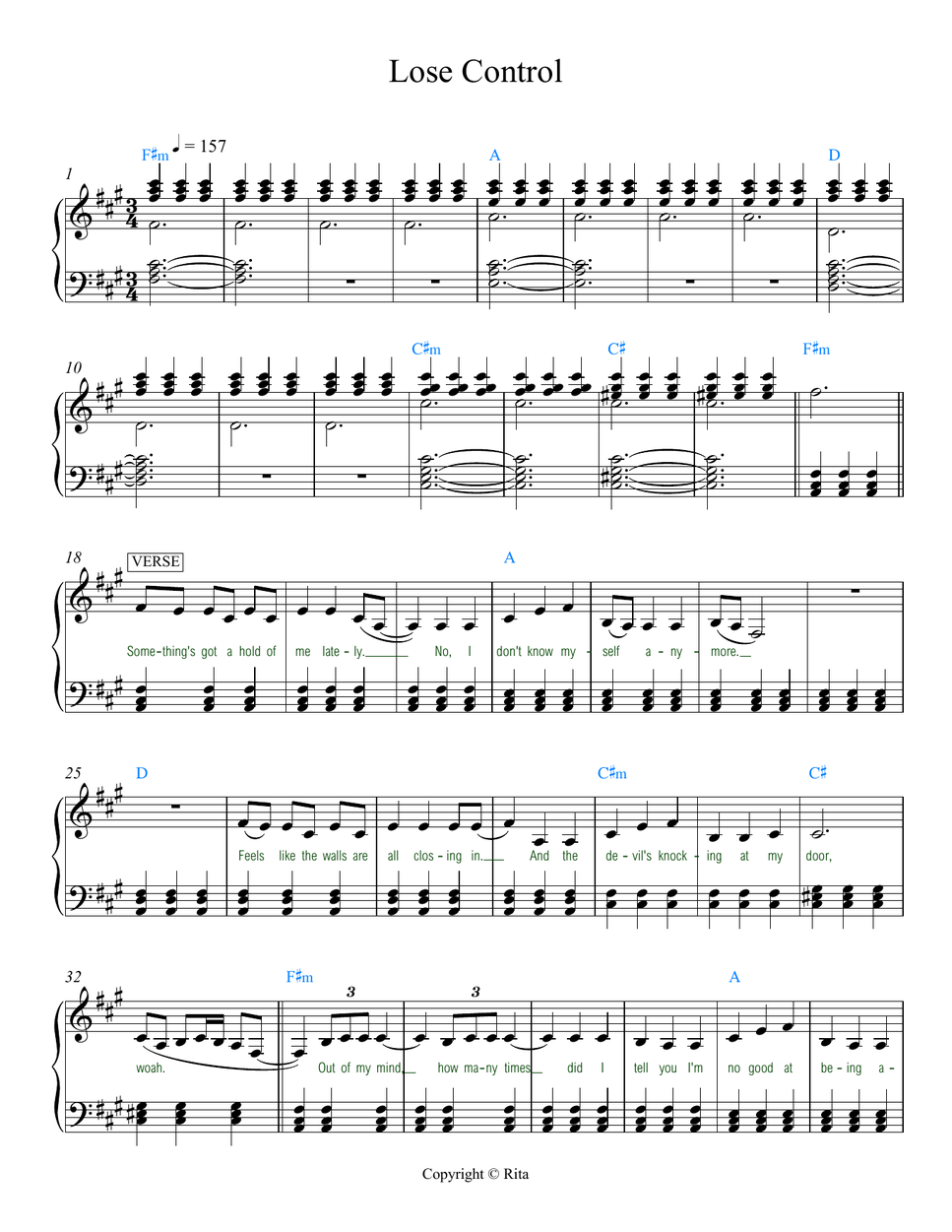 Teddy Swims - Lose Control (accurate and playable) by Rita B