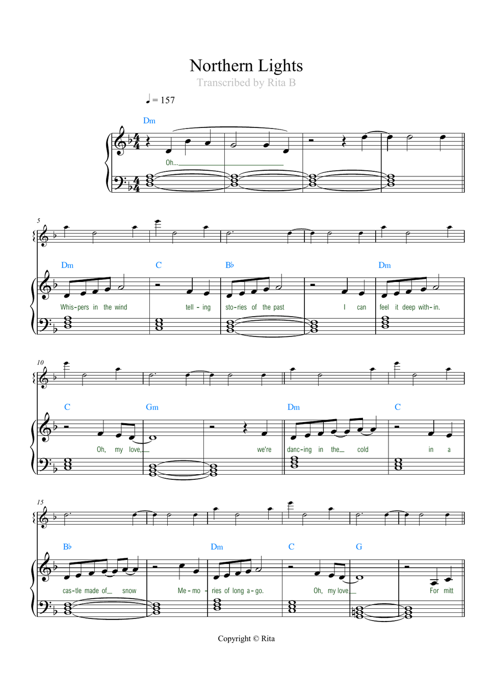 eMMa - Northern Lights (lyrics) by Rita B