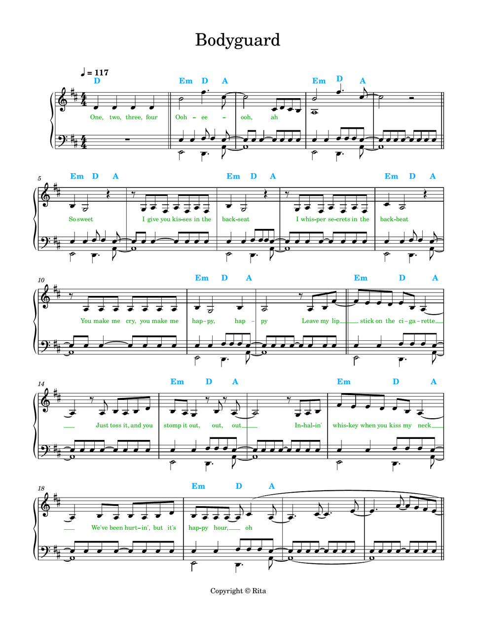 Beyoncé - Bodyguard (With lyrics and chords) by Rita B