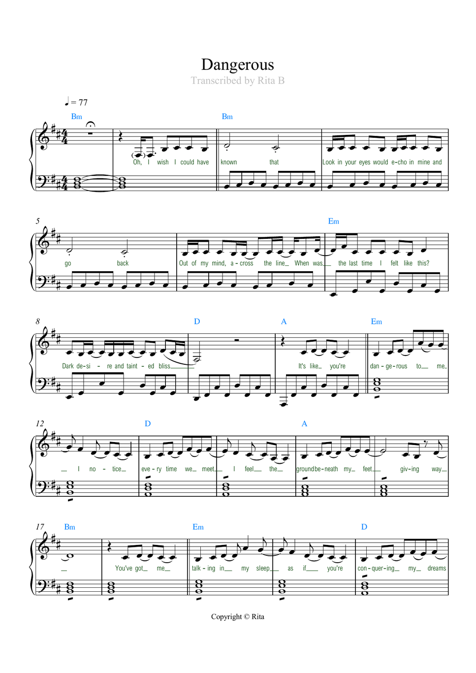 Sleep Token - Dangerous (lyrics/chords) by Rita B