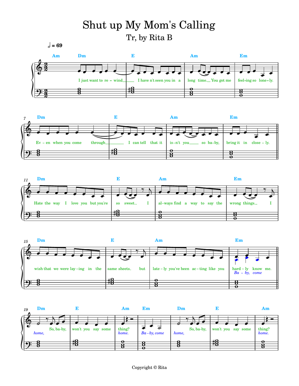 Hotel Ugly - Shut up My Mom's Calling (lyrics/chords) by Rita B