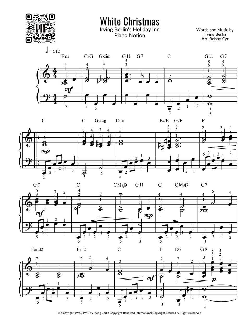 Bing Crosby - White Christmas (Easy Piano) by Piano Notion