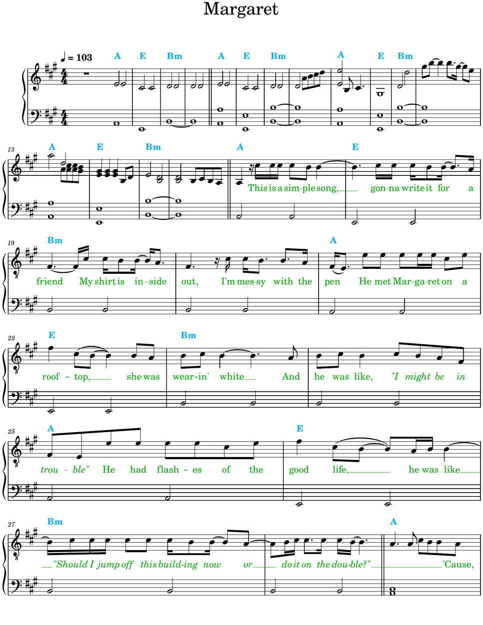 Lana Del Rey - Margaret (lyrics chords) by Rita B