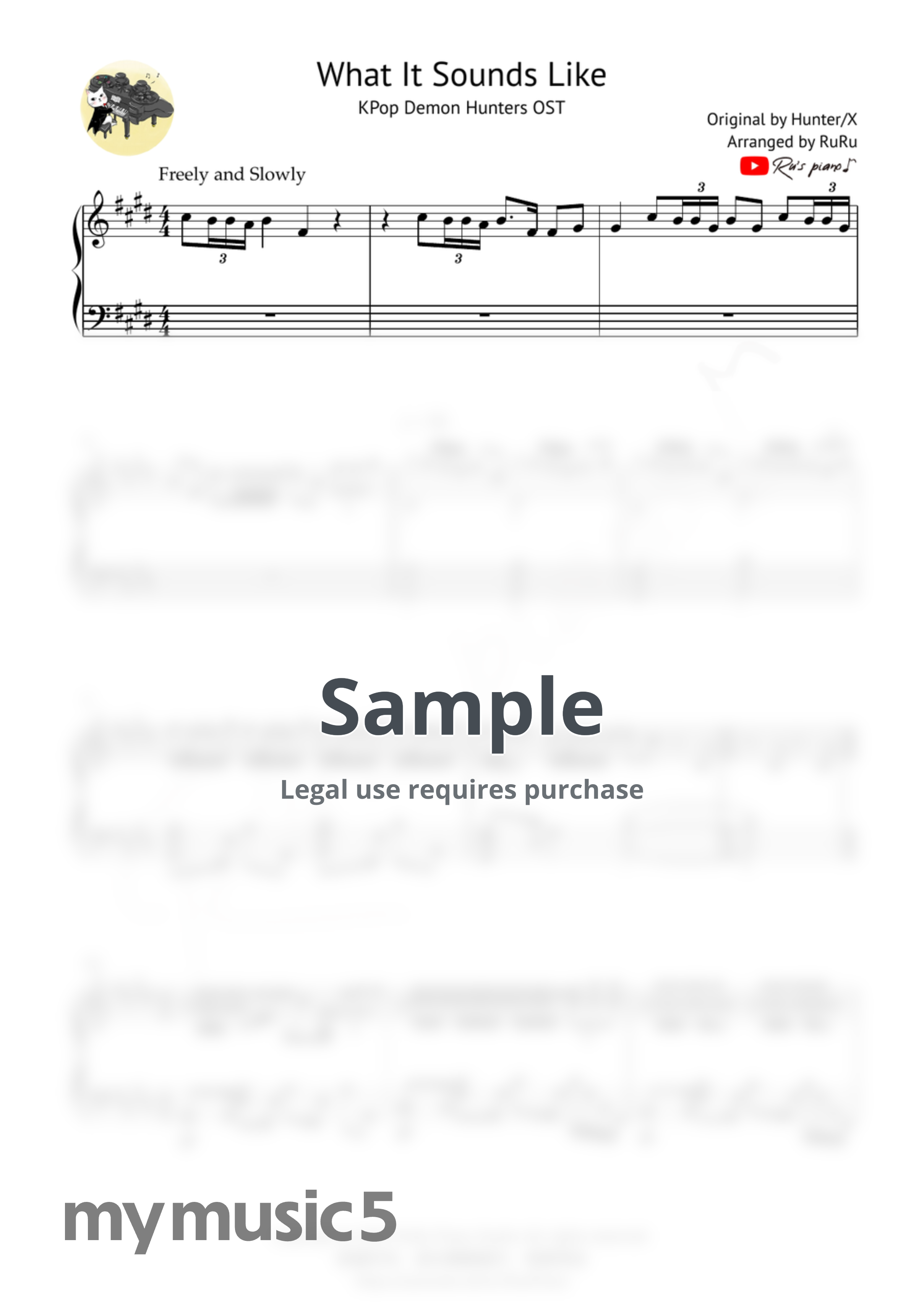 Hunter/X - What It Sounds Like (KPop Demon Hunters OST) by Ru's Piano