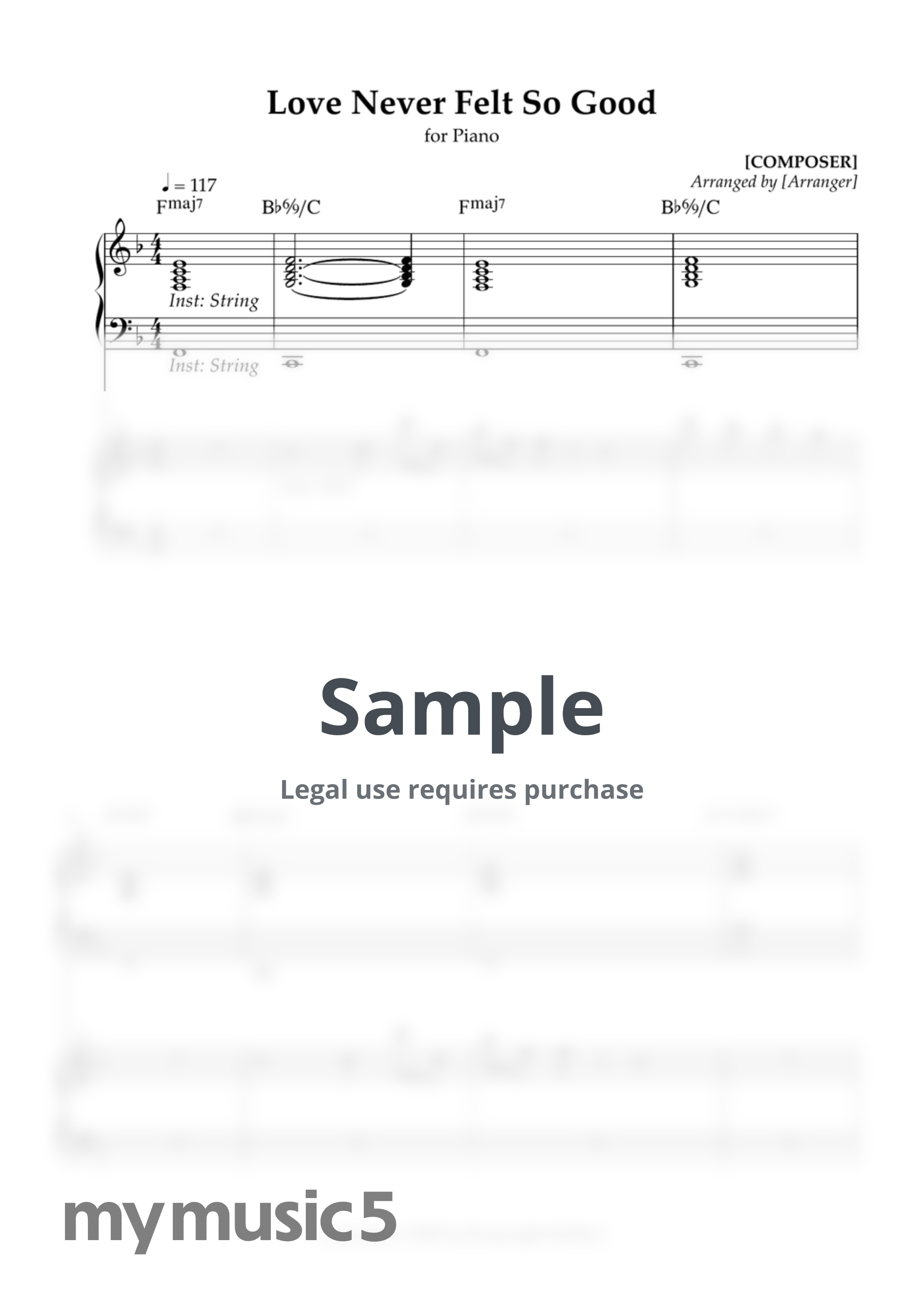 마이클잭슨 - Love Never Felt So Good (Main Synth + Sub Synth) (Band Keyboard Sheetmusic) by BlindPiano