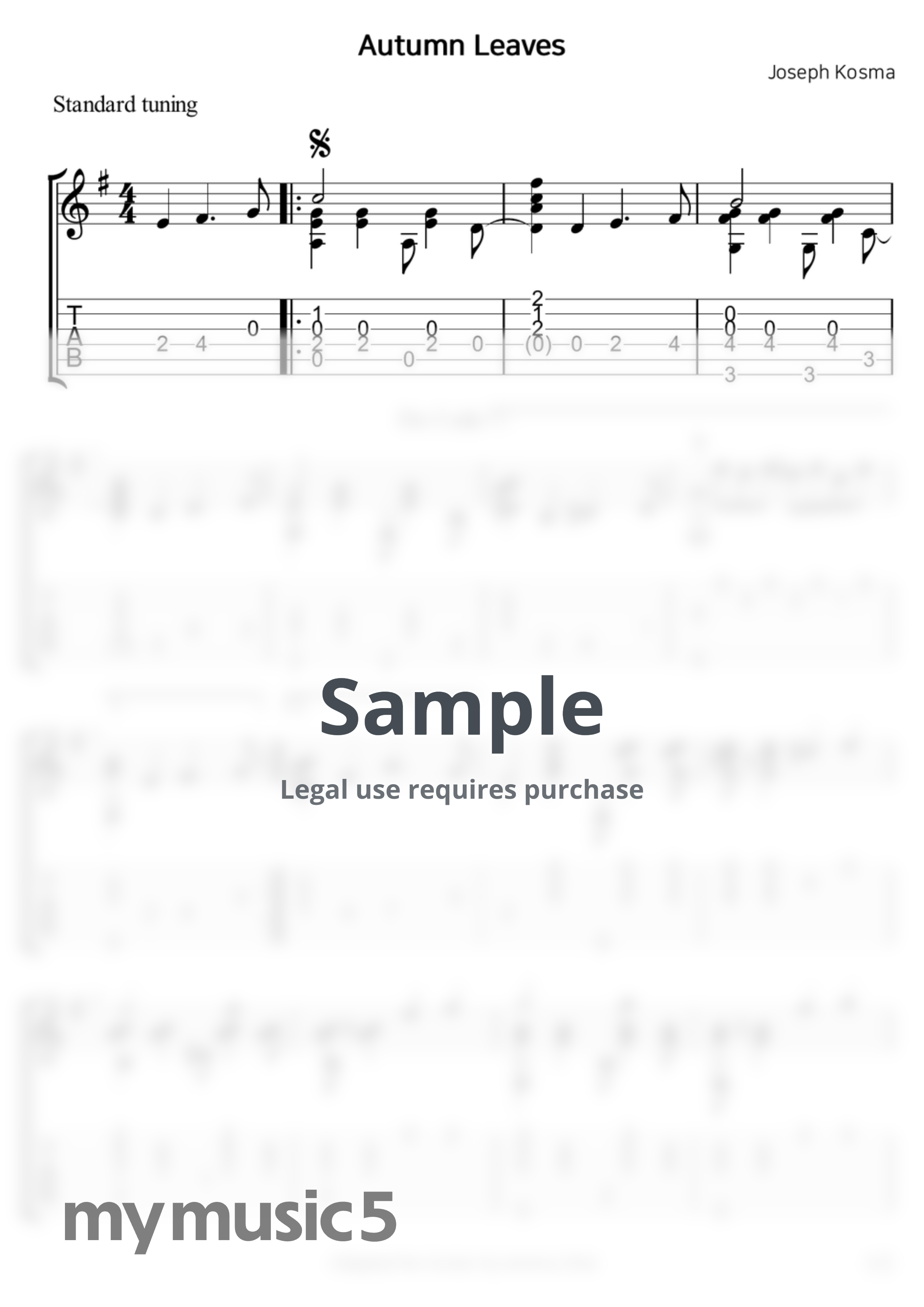 Joseph Kosma - Autumn Leaves (Classical Guitar Solo) by Jeremy Choi