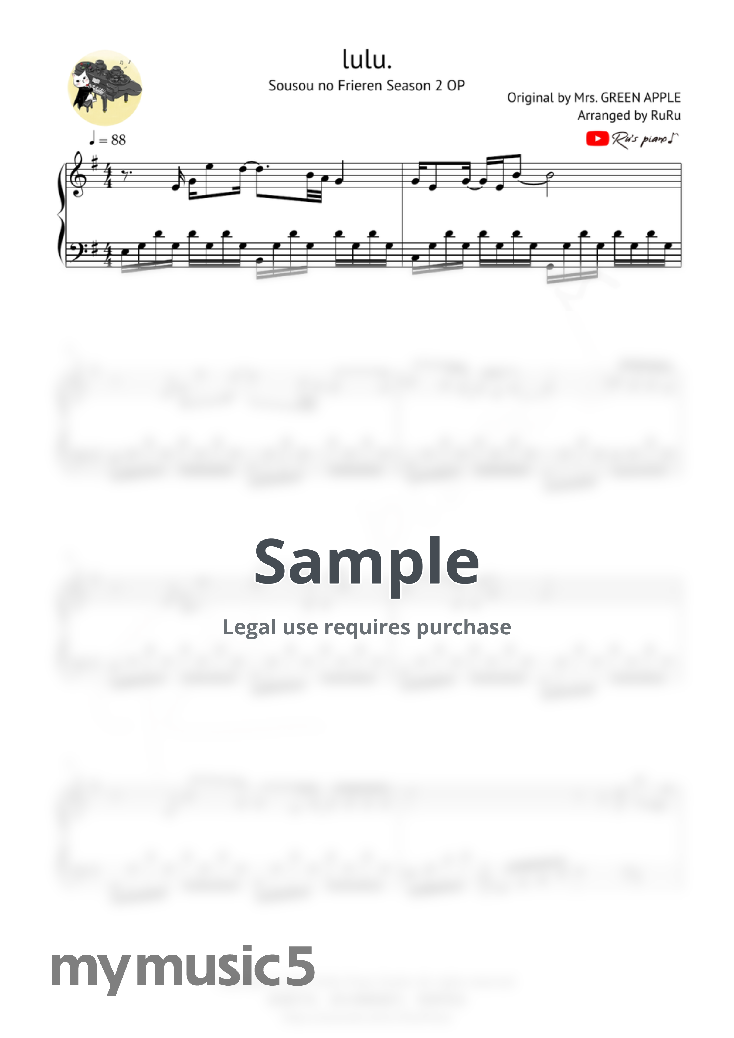 Mrs. GREEN APPLE - lulu. (Sousou no Frieren Season 2 OP) by Ru's Piano