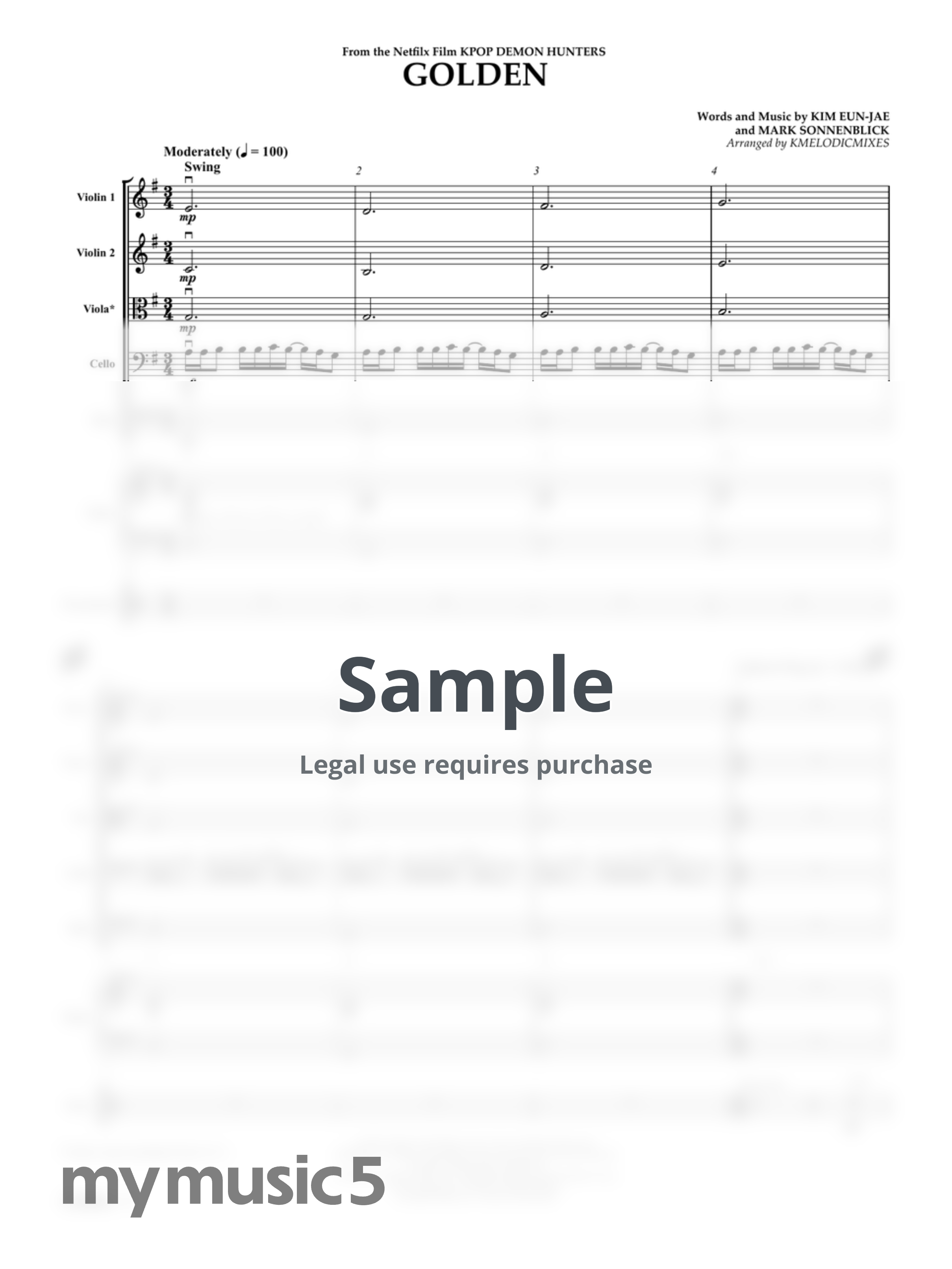 KIM EUN-JAE and MARK SONNENBLICK - Golden (from KPop Demon Hunters) - Orch | Score by KMelodicMixes