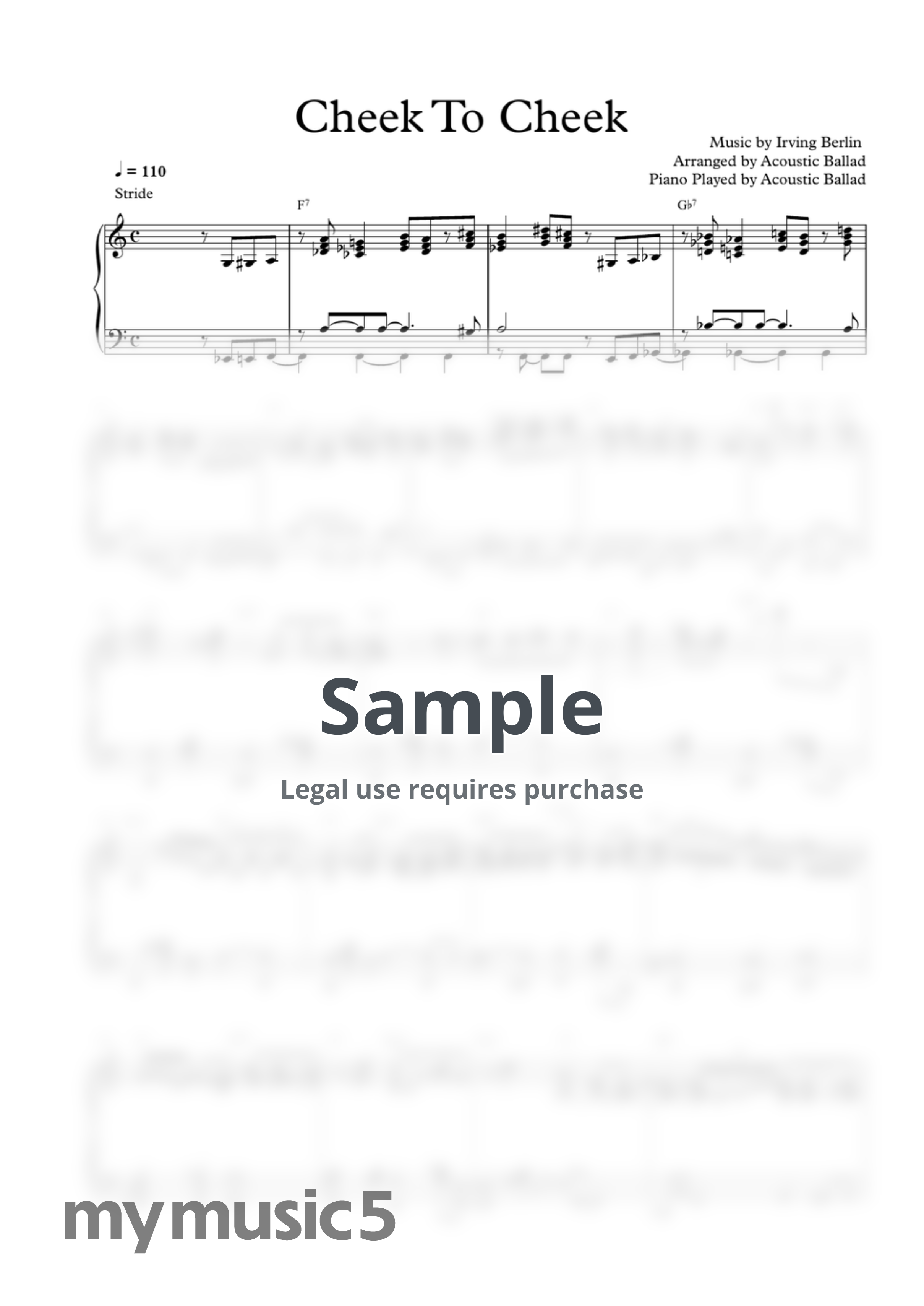 Irving Berlin - Cheek to Cheek (Solo Piano Ver.) by Acoustic Ballad