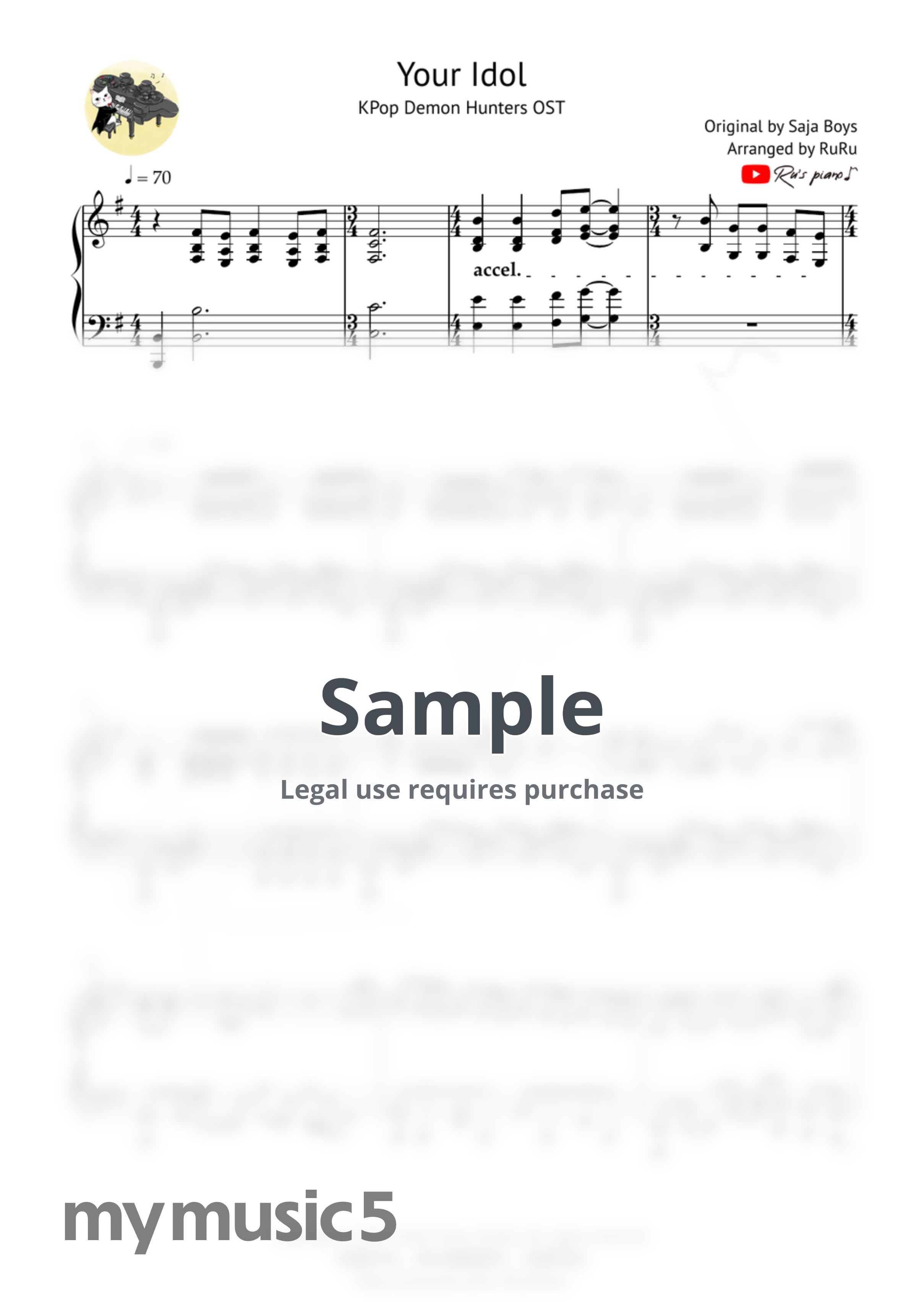 Saja Boys - Your Idol (KPop Demon Hunters OST) by Ru's Piano