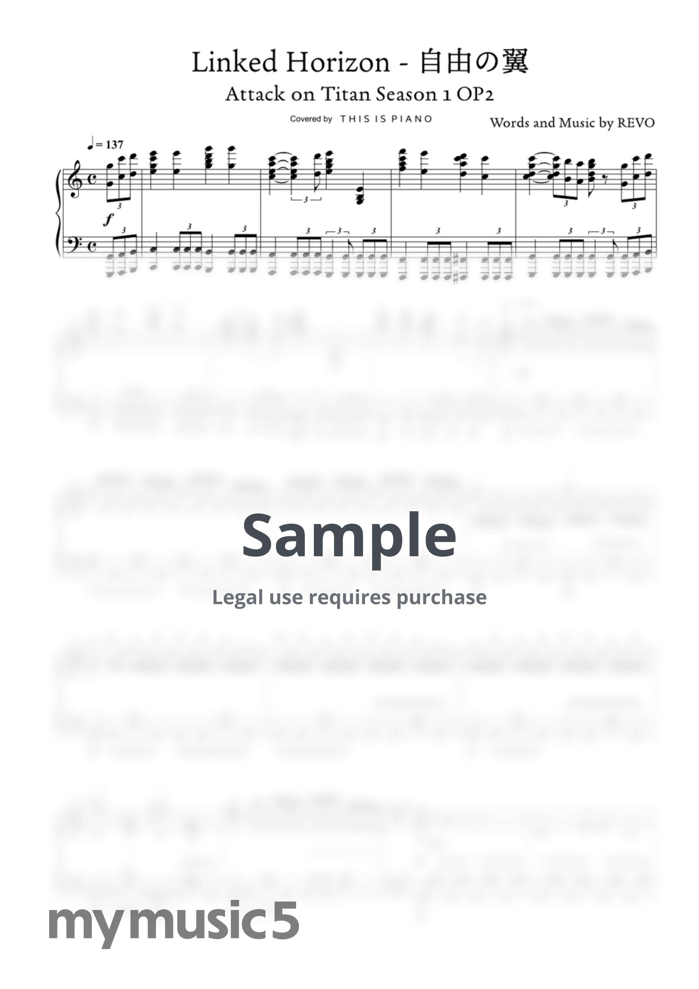 Linked Horizon - Jiyuu no Tsubasa (Attack on Titan OP2) by THIS IS PIANO