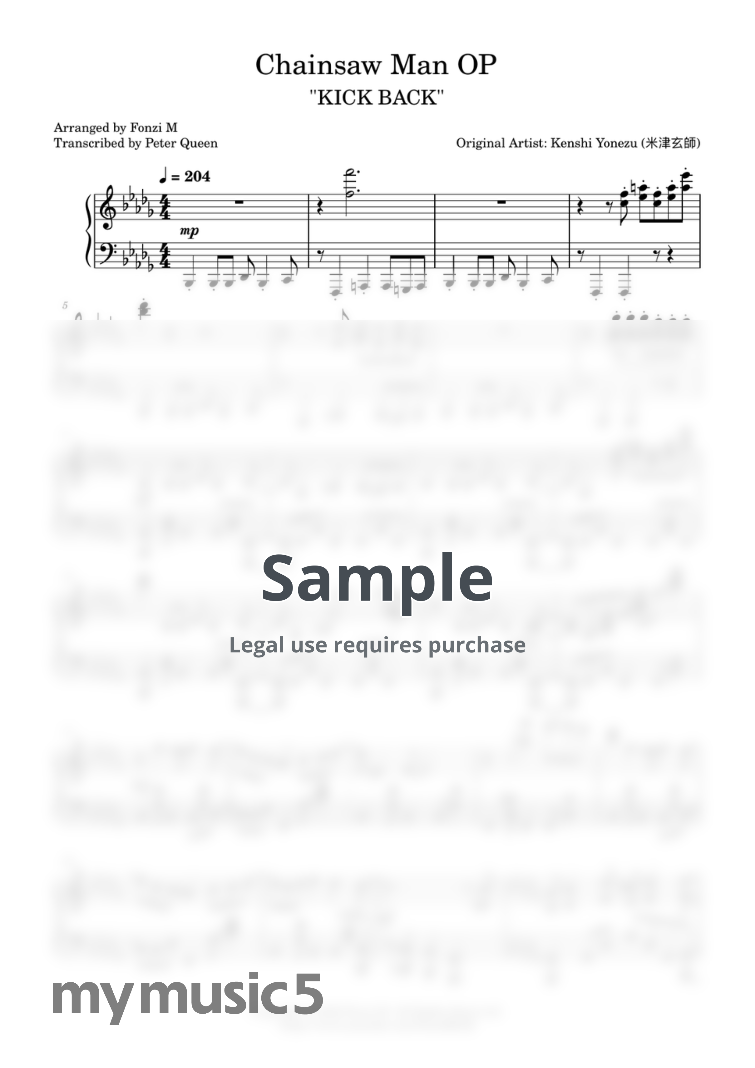 Kenshi Yonezu (米津玄師) - Chainsaw Man OP - "KICK BACK" by Fonzi M