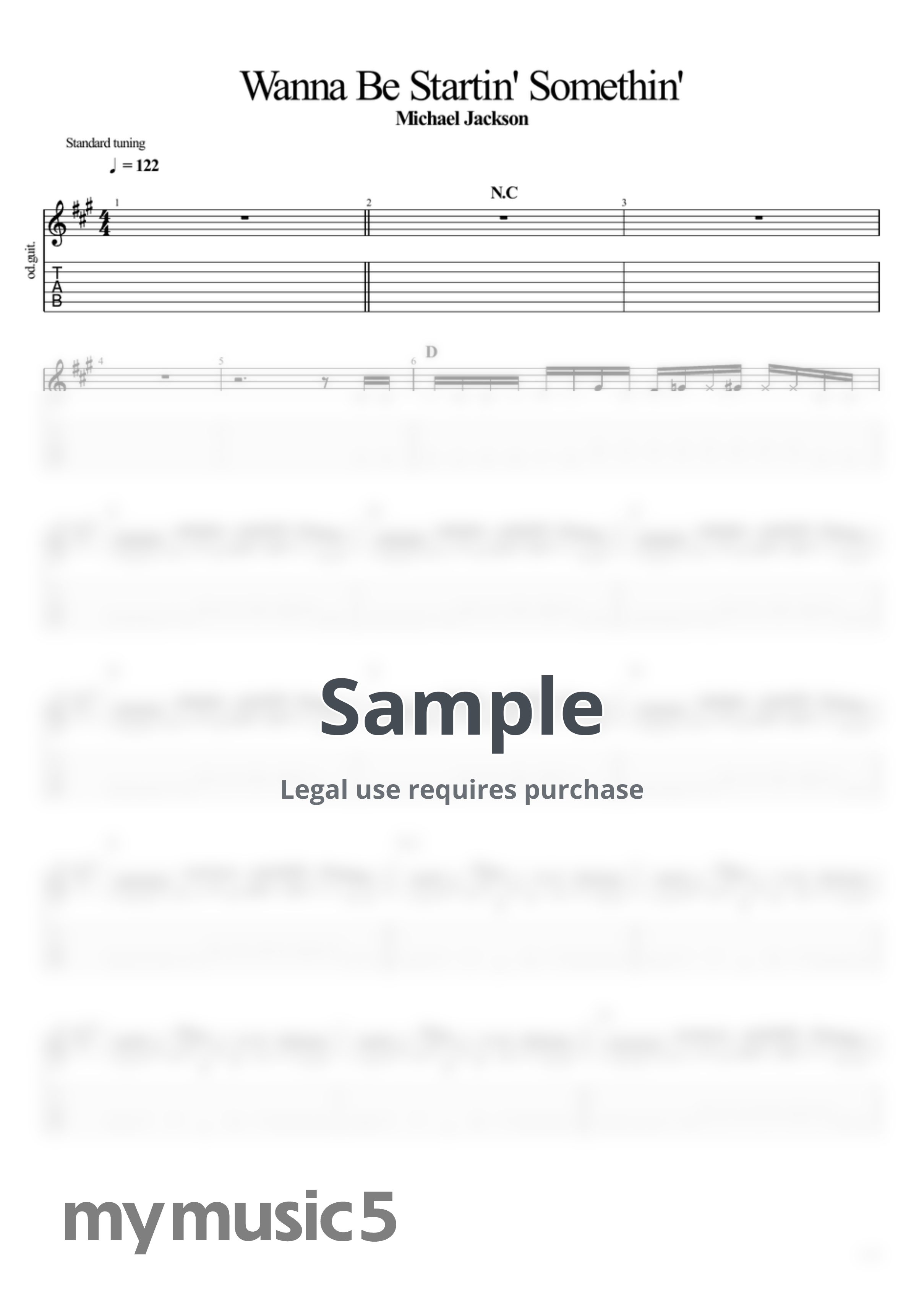 Michael Jackson - Wanna Be Startin' Somethin' by guitar cover with tab